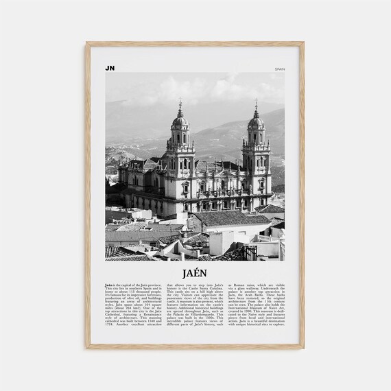 Jaen, Spain Travel Poster in Black and White