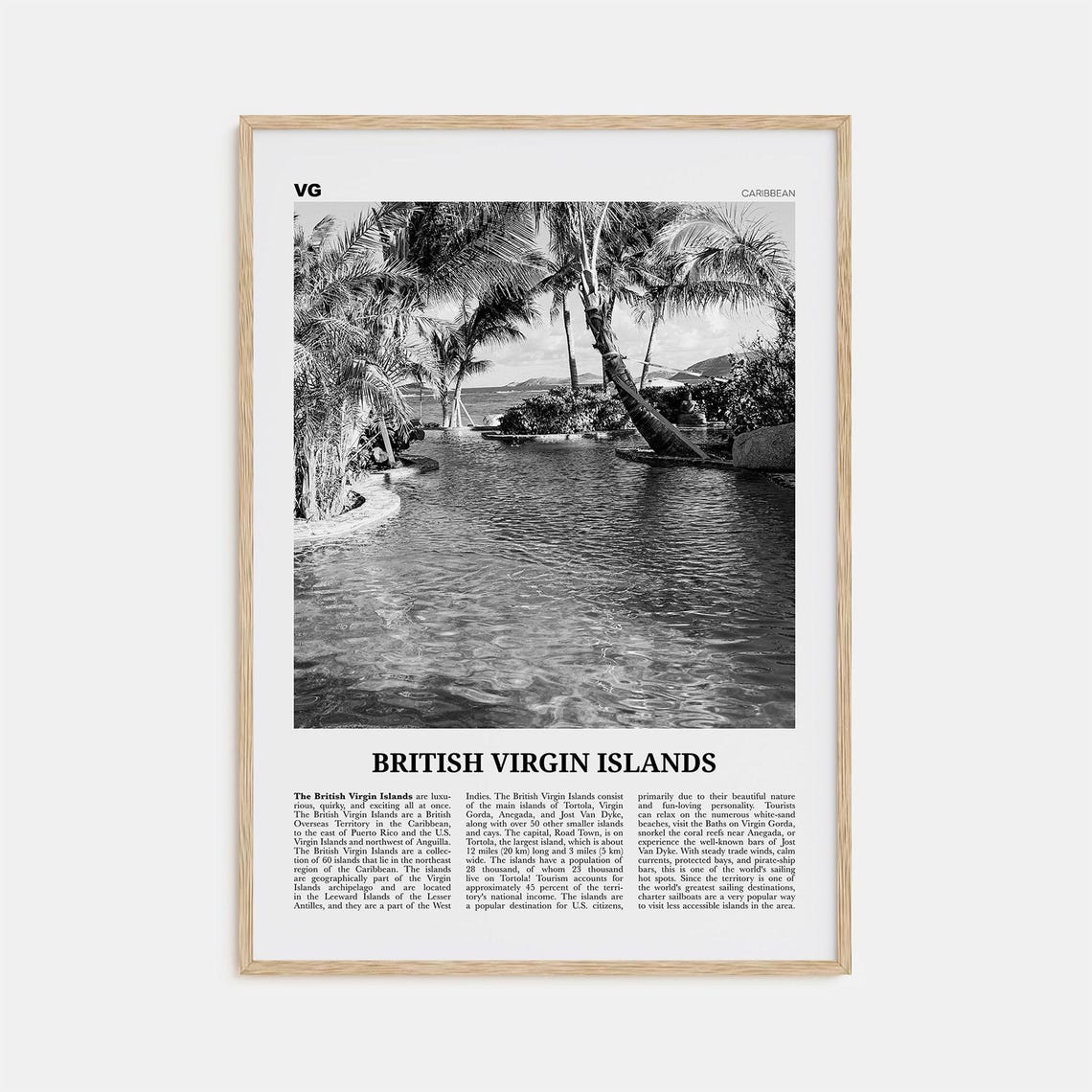 British Virgin Islands Black and White Travel Poster
