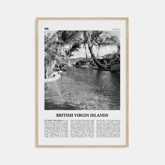 British Virgin Islands Black and White Travel Poster