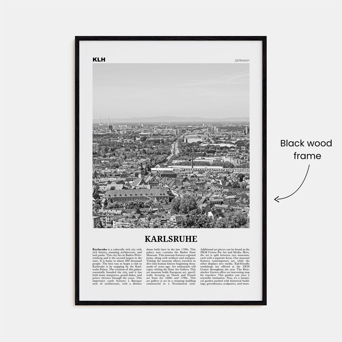 Karlsruhe Black and White Travel Poster, Germany - Image 3