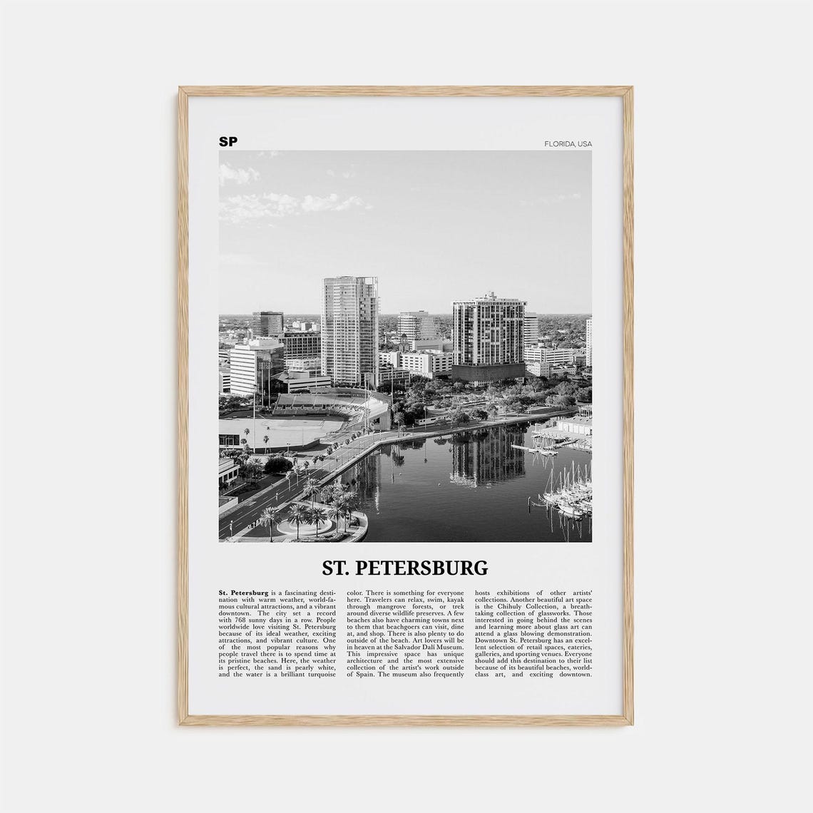 St Petersburg Print Black And White Florida No 1 St Petersburg Wall Art St Petersburg Poster St Petersburg Photo Petersburg Dcor