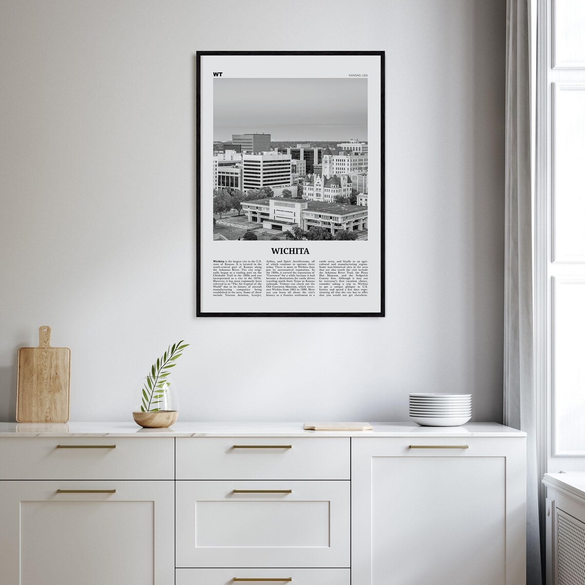 Wichita Black And White Travel Poster Art Print - Image 2