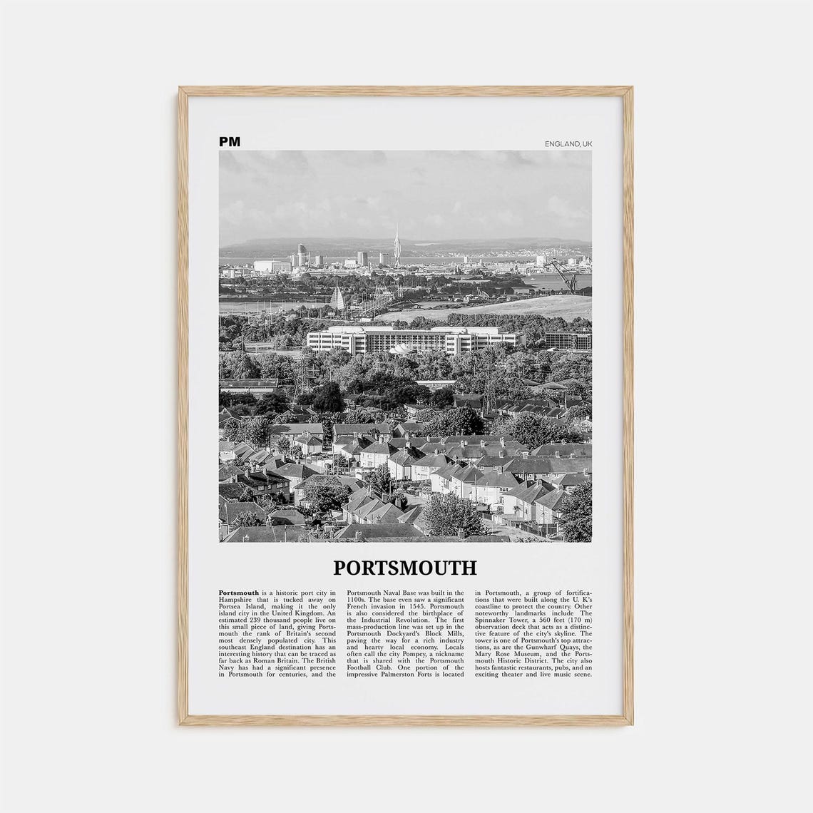 Portsmouth Print Black And White England No 2 Portsmouth Wall Art Portsmouth Poster Portsmouth Photo Portsea Island Hampshire