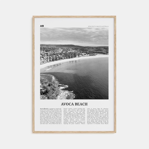 Avoca Beach Black And White Travel Poster, Australia