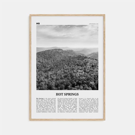 Hot Springs Black and White Travel Poster, Arkansas