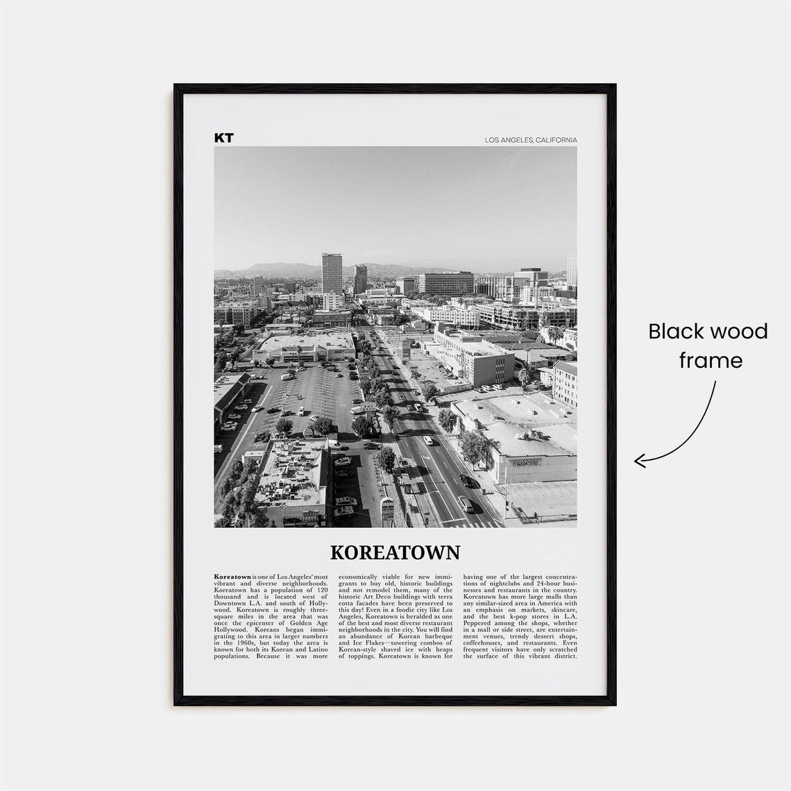 Koreatown Los Angeles Black and White Travel Poster - Image 3