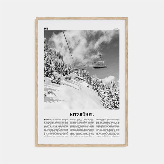 Kitzbühel Black and White Art Print, Tyrol Austria