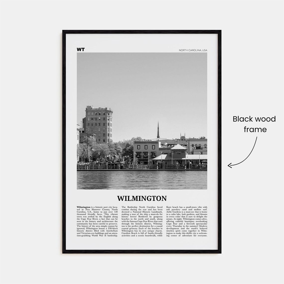 Wilmington Black and White Poster, North Carolina - Image 3