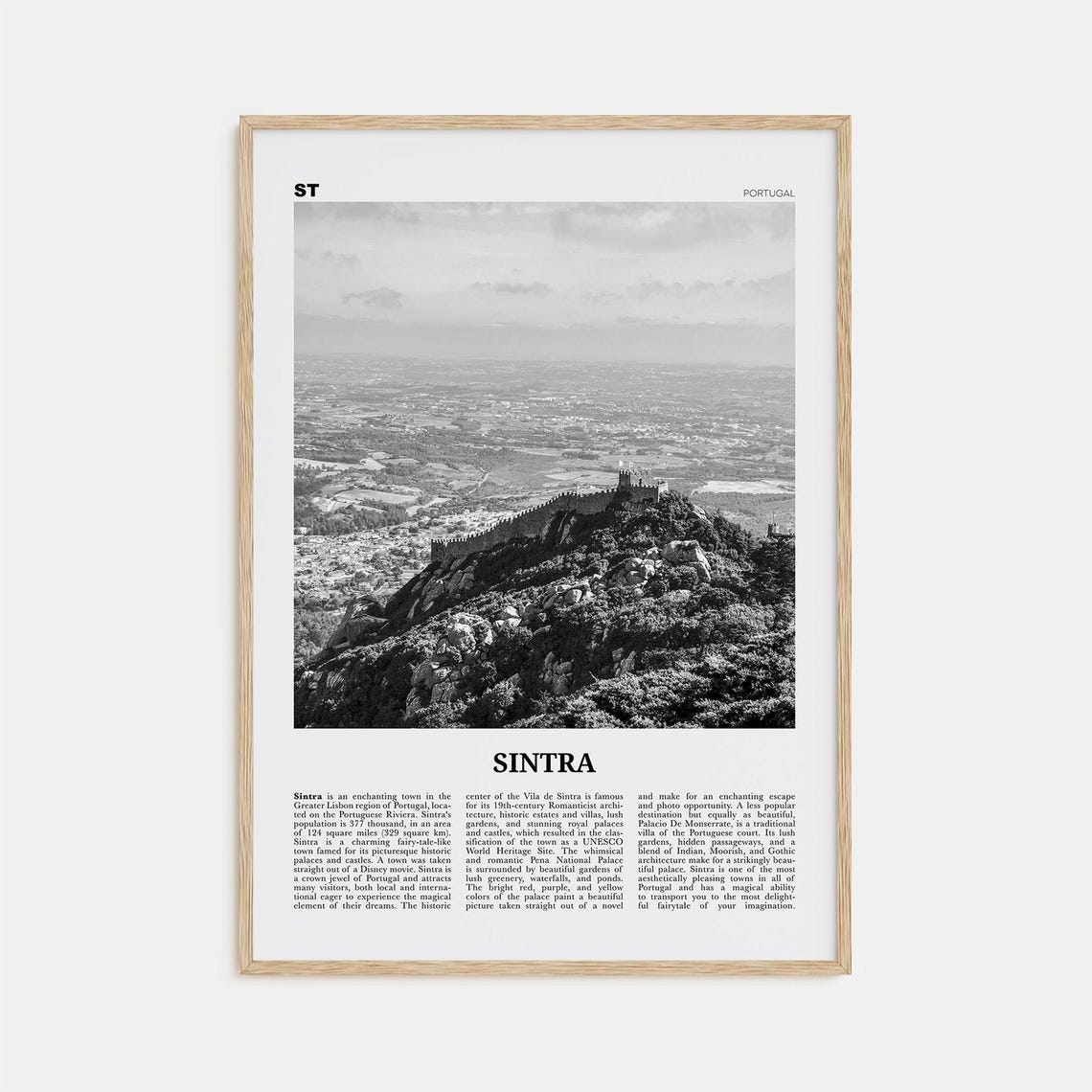 Sintra Black And White Travel Poster, Portugal