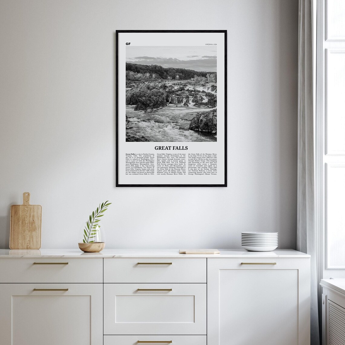 Great Falls Black and White Virginia Art Print - Image 2
