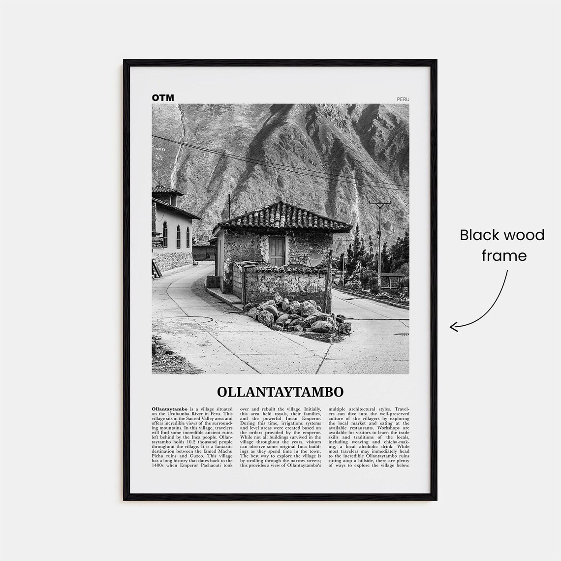 Ollantaytambo Peru Andean Village Black And White Photography Poster - Image 3