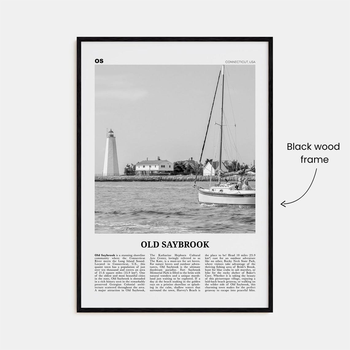 Old Saybrook Black And White Travel Poster, Connecticut - Image 3