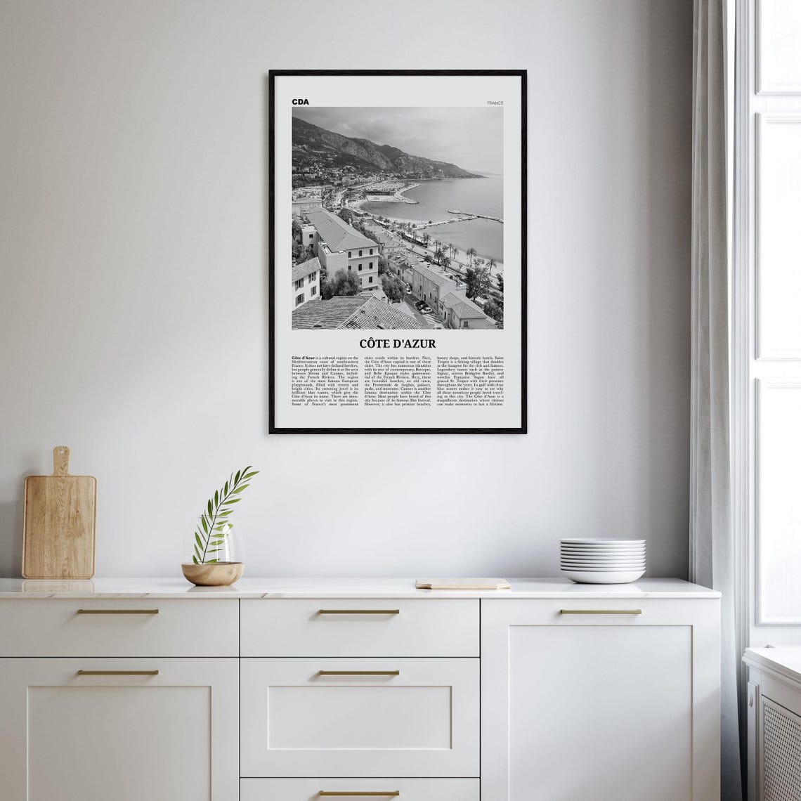 Cte Dazur Black and White Travel Poster, France - Image 2