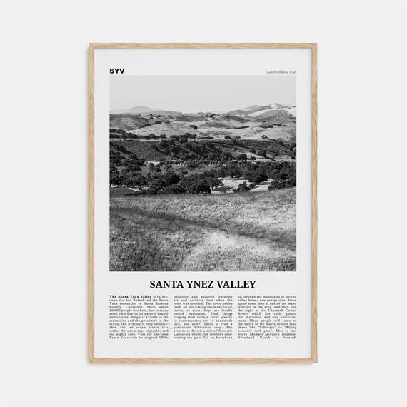 Santa Ynez Valley Black and White Travel Poster