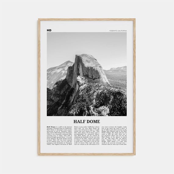 Half Dome Black and White Art Print, Yosemite