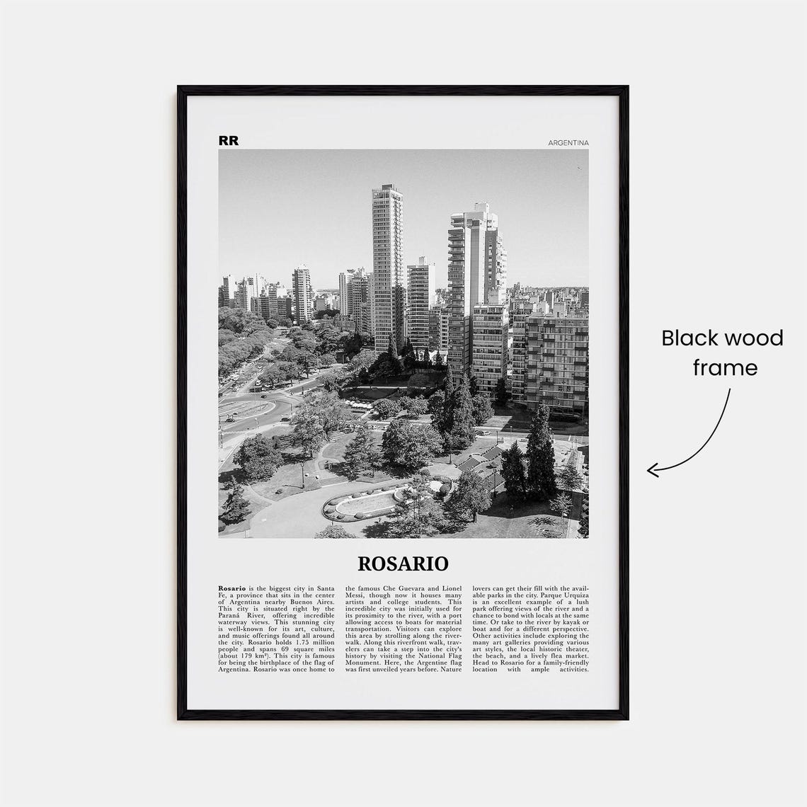Rosario Print Black And White No 1 Rosario Wall Art Rosario Poster Rosario Photo Rosario Wall Dcor Rosario Map Argentina - Image 3