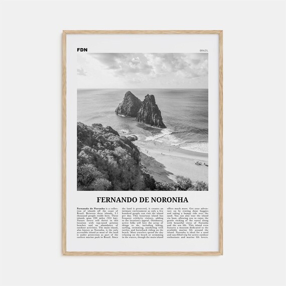 Fernando De Noronha Twin Peaks Beach Black And White Photography Poster