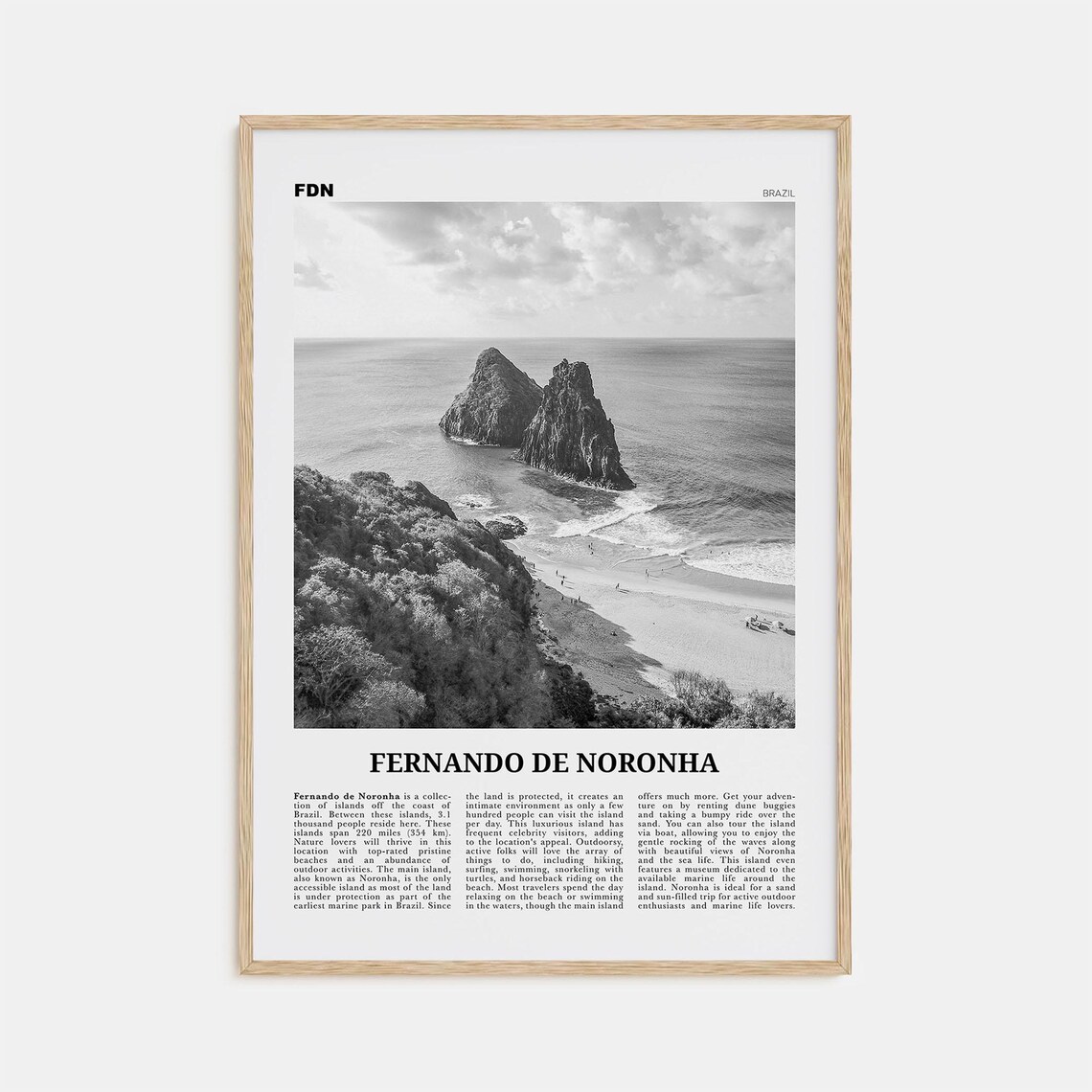 Fernando De Noronha Twin Peaks Beach Black And White Photography Poster