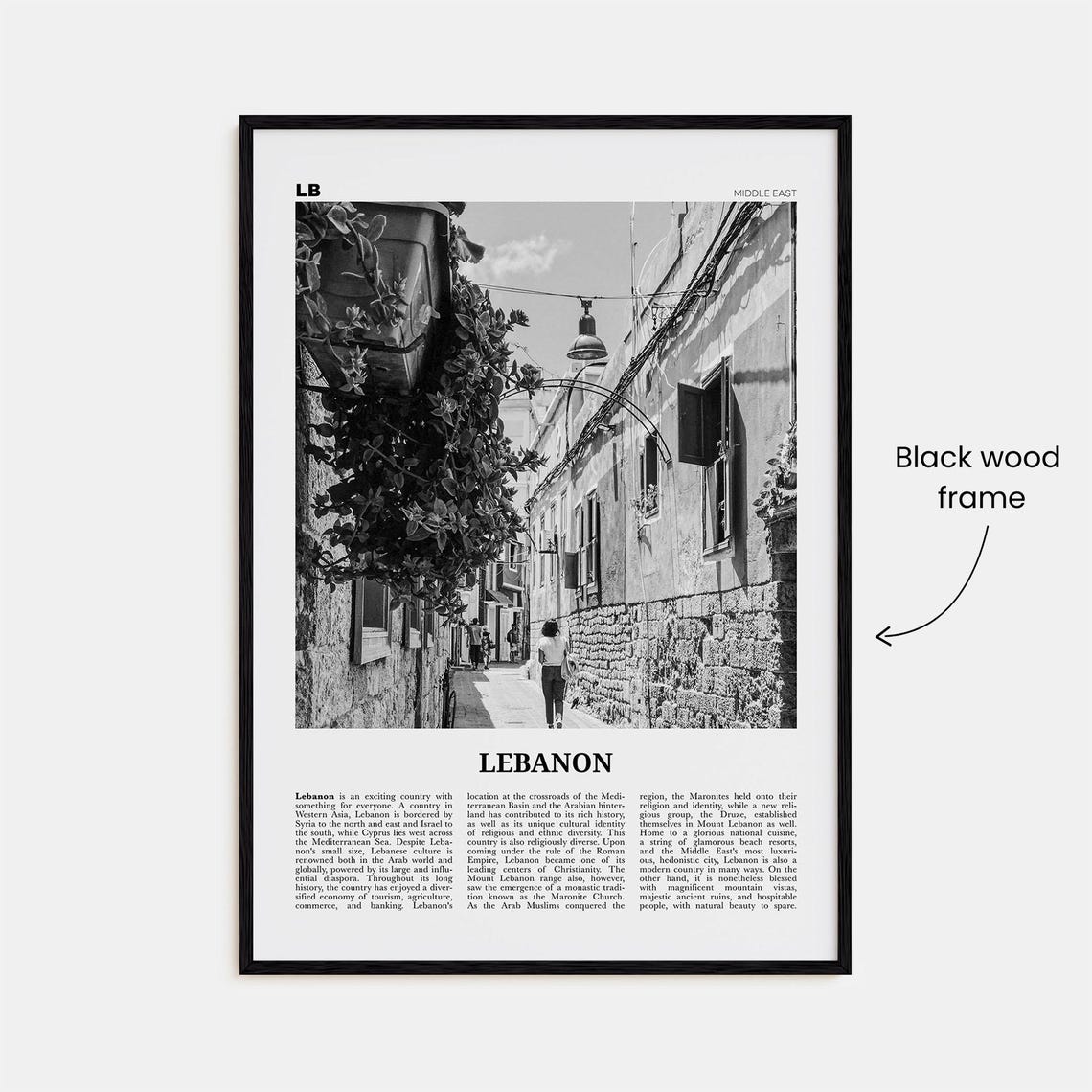 Lebanon Print Black And White No 2 Lebanon Wall Art Lebanon Poster Lebanon Photo Lubnn Al Lubnnyah Lebanese Beirut Middle East - Image 3