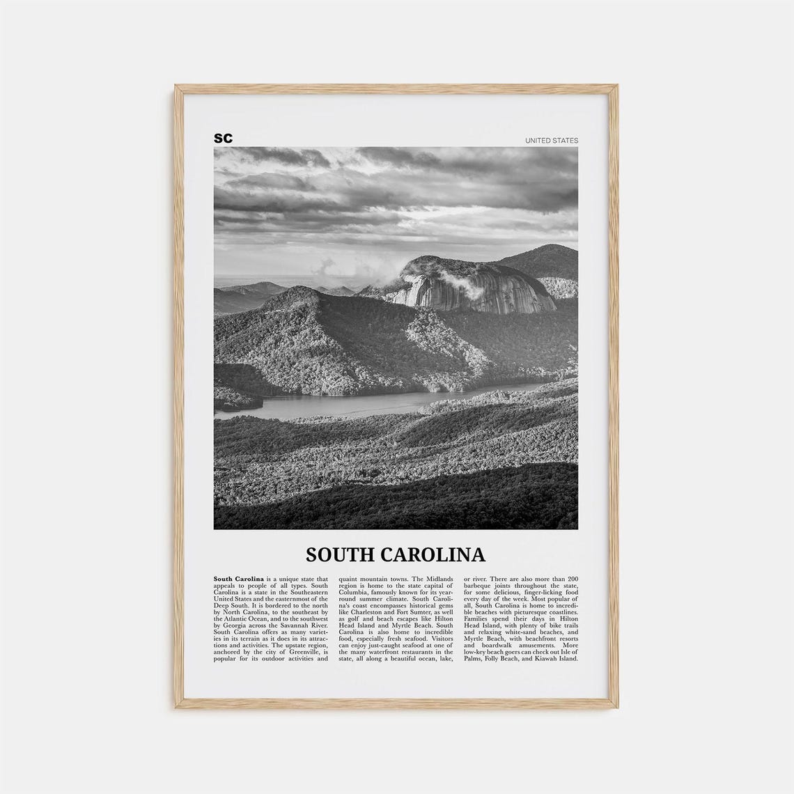 South Carolina Print Black And White No 3 South Carolina Art South Carolina Poster South Carolina Photo South Carolina Map