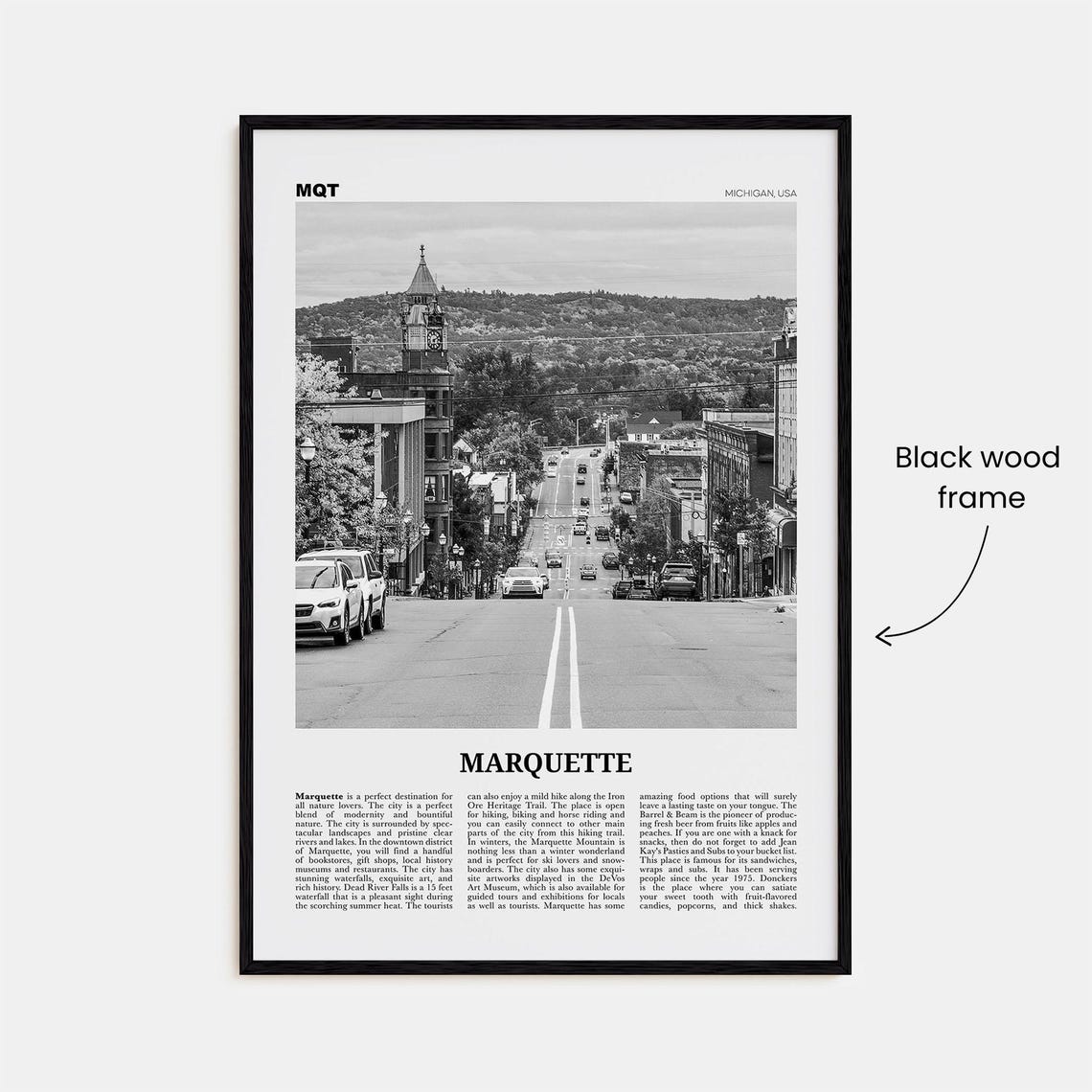 Marquette Black and White Travel Poster, Michigan - Image 3