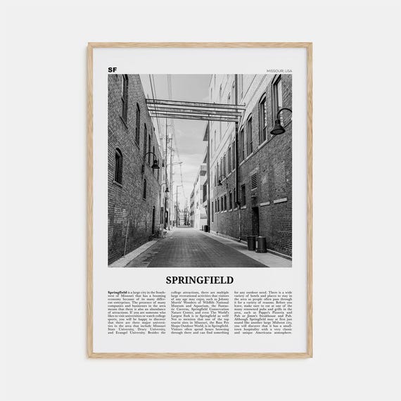 Springfield, Missouri Black and White Travel Poster