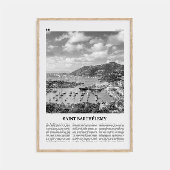Saint Barthelemy Black and White Travel Poster