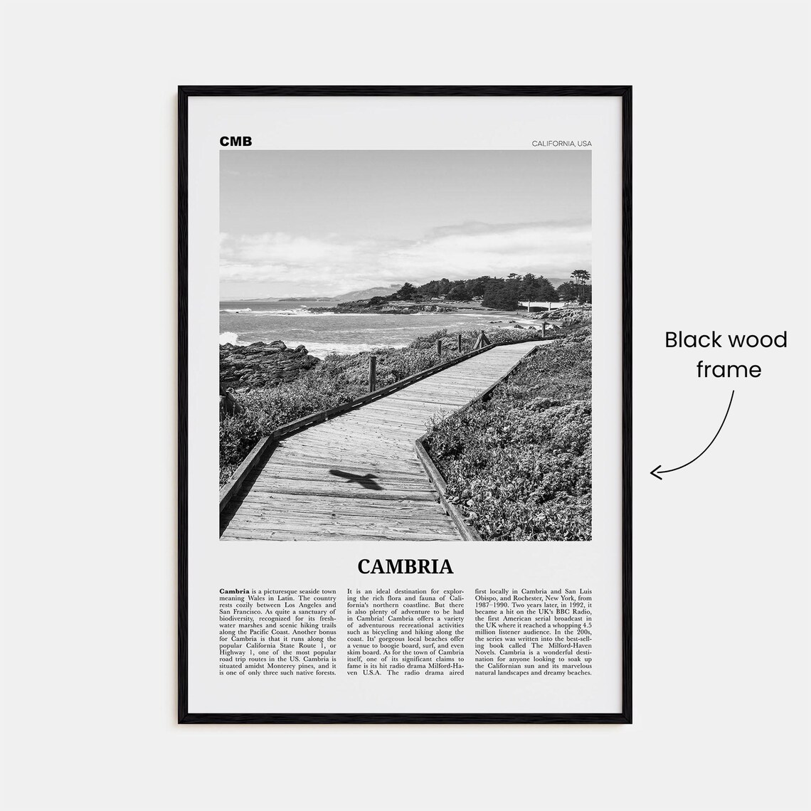 Cambria Black And White Travel Poster, California - Image 3