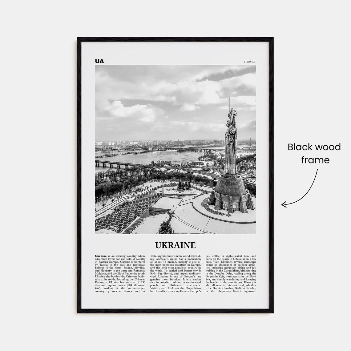 Ukraine Black and White Wall Photo Poster Print - Image 3