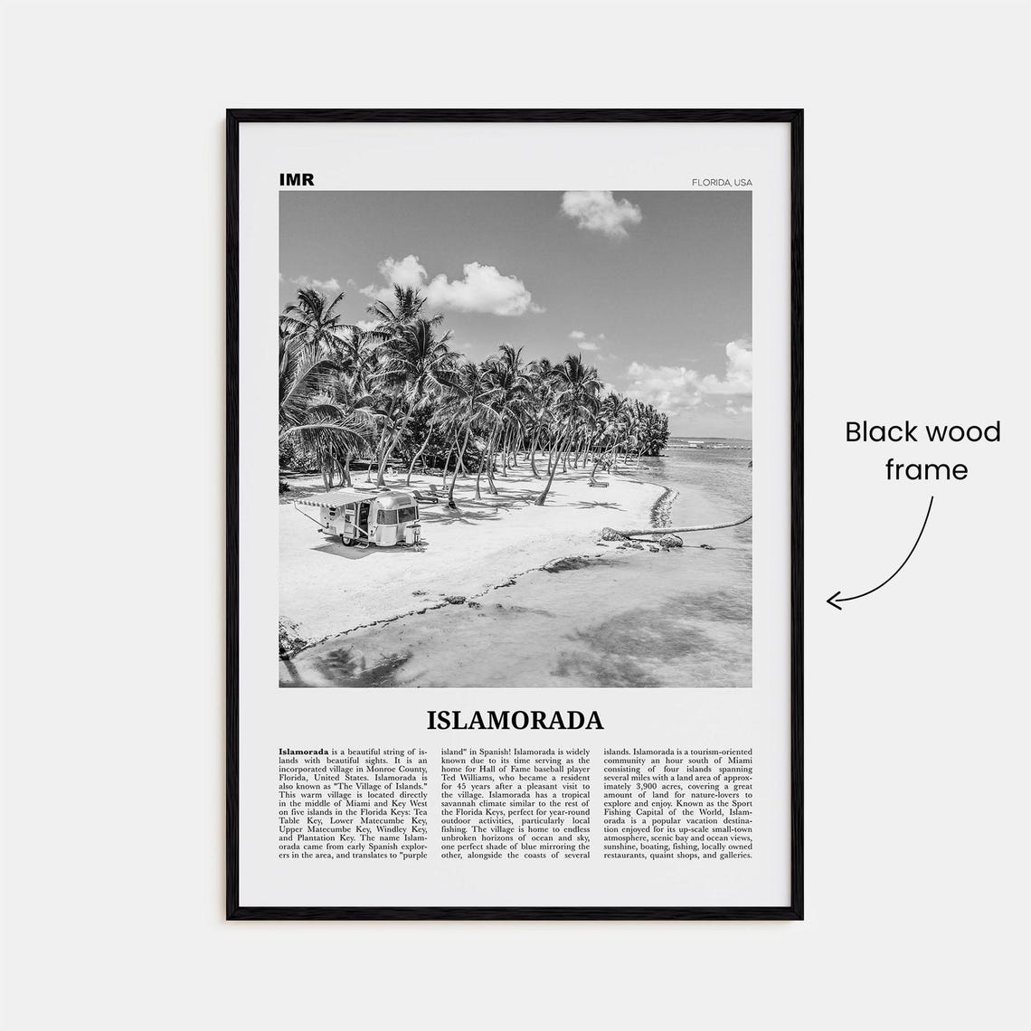 Islamorada Black And White Travel Poster, Florida - Image 3