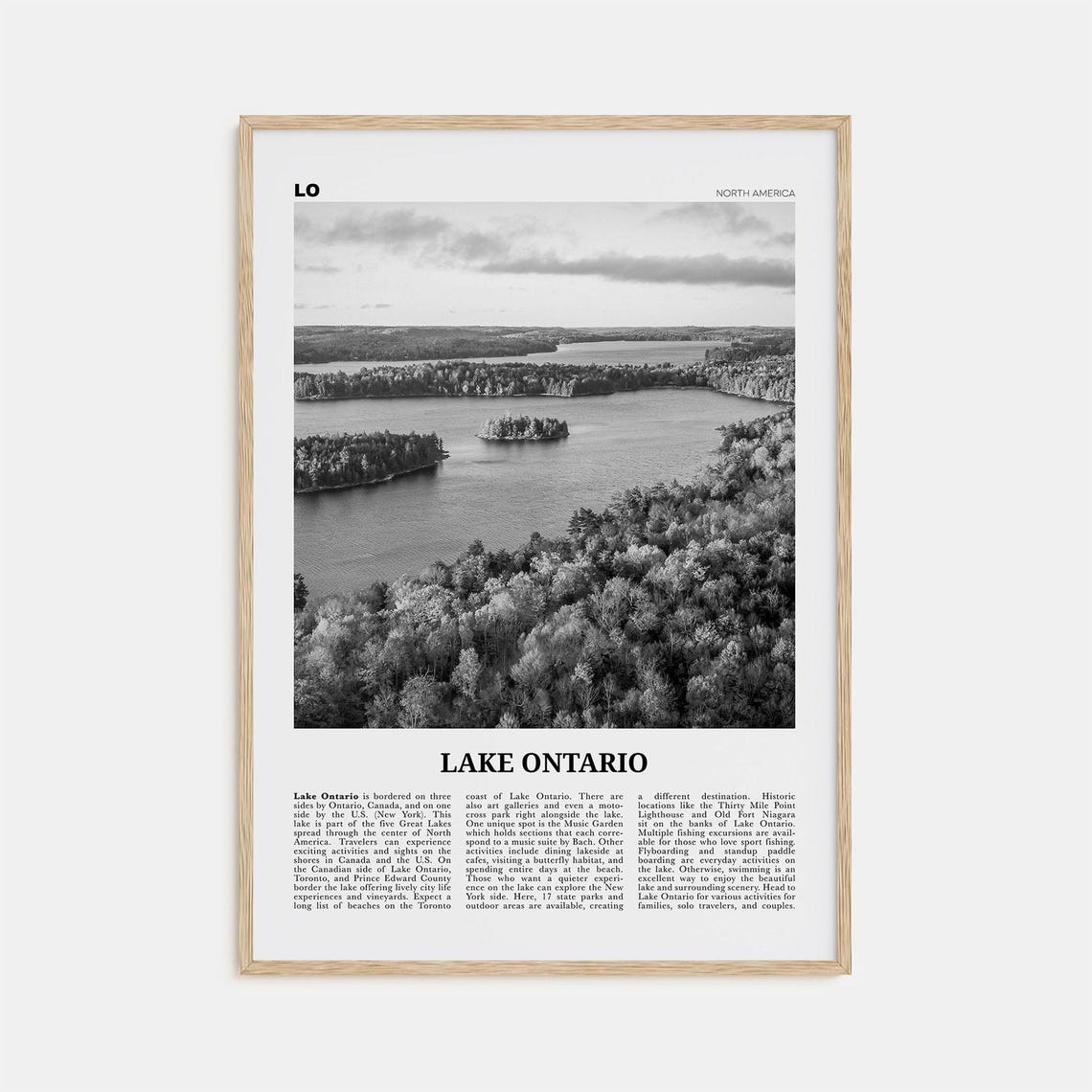 Lake Ontario Print Black And White Lake Ontario Wall Art Lake Ontario Poster Lake Ontario Photo Lake Ontario Wall Dcor North America