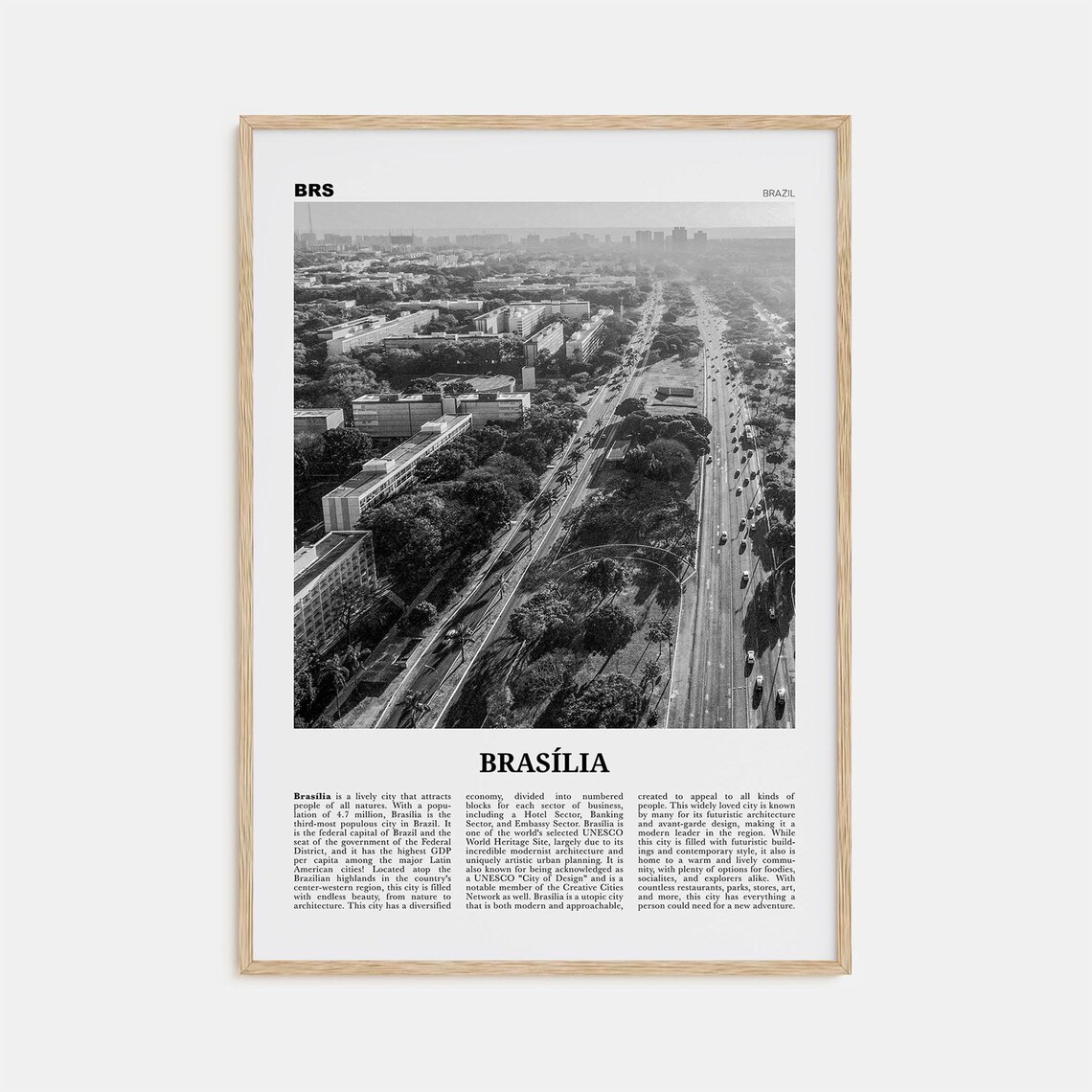 Brasilia Black and White Travel Poster, Brazil