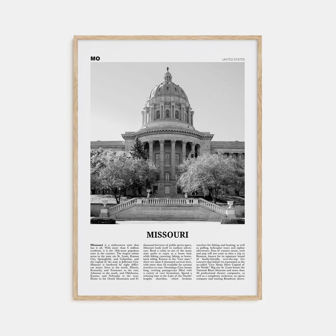 Missouri Print Black And White No 3 Missouri Wall Art Missouri Poster Missouri Photo Missouri Wall Decor Usa United States