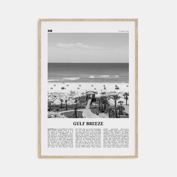 Gulf Breeze, Florida Black and White Travel Poster