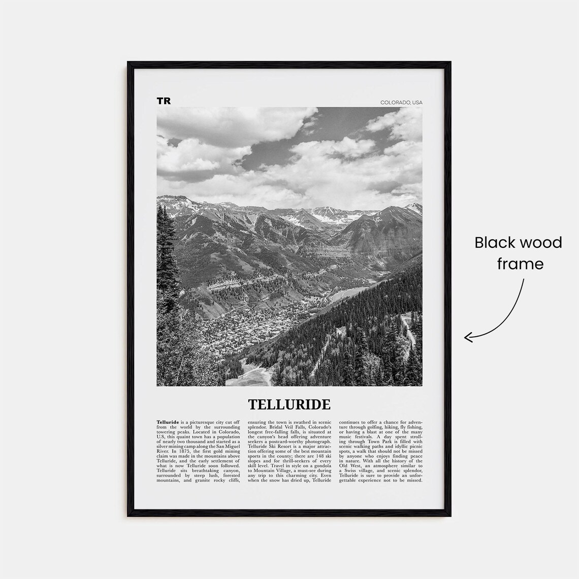 Telluride Black and White Travel Poster, Colorado USA - Image 3