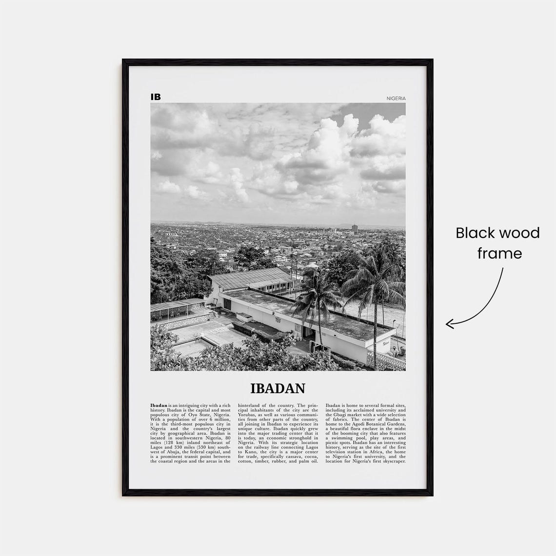 Ibadan Black and White Travel Poster, Oyo Nigeria - Image 3