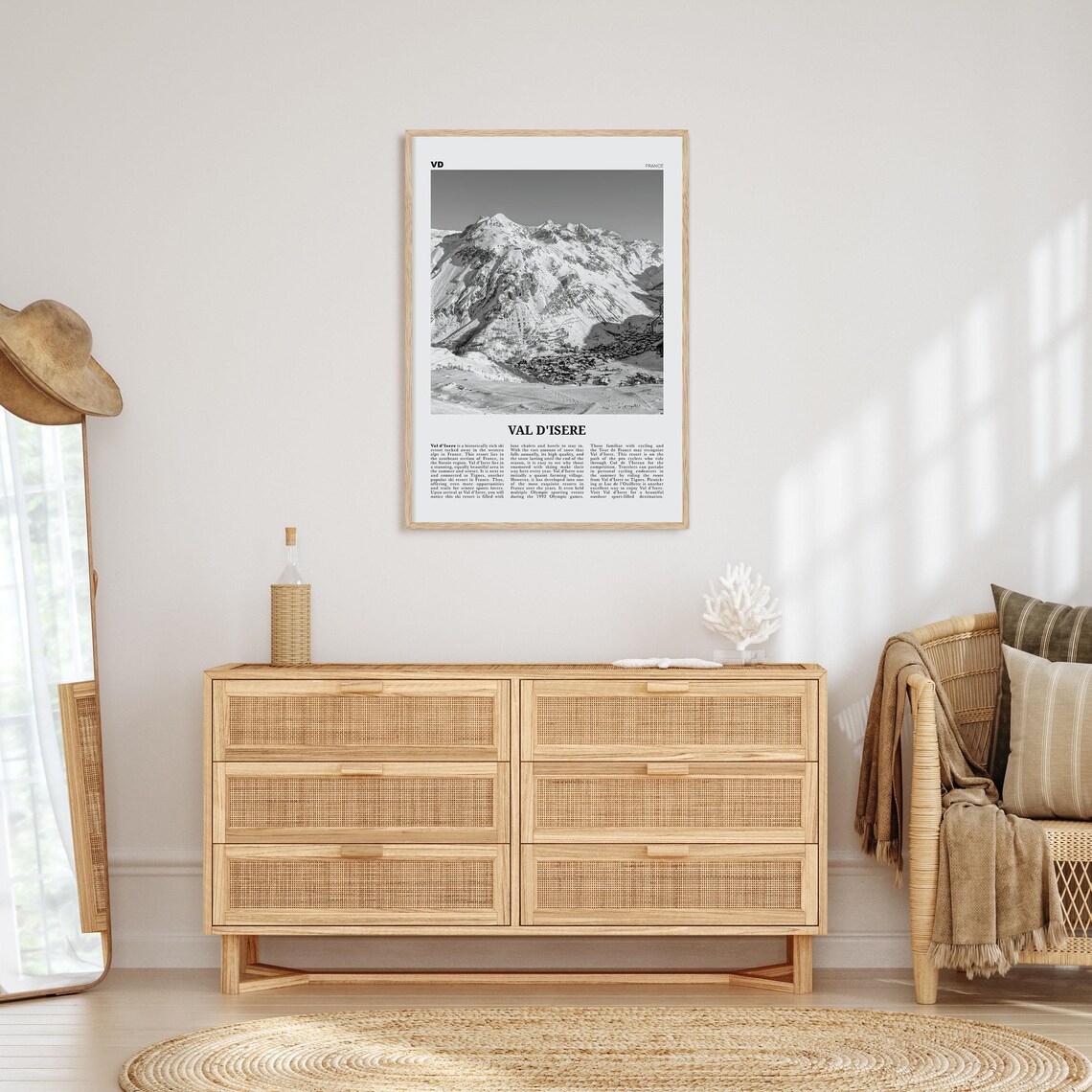 Val Disere Black and White Map Art Print, France - Image 4