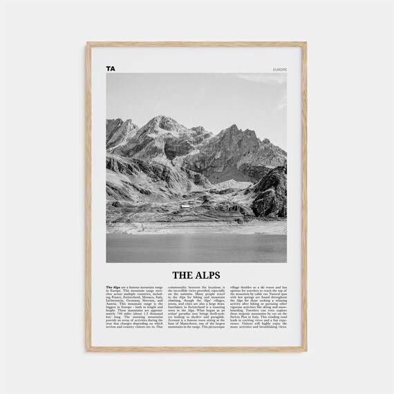 The Alps Black And White Travel Poster, Europe