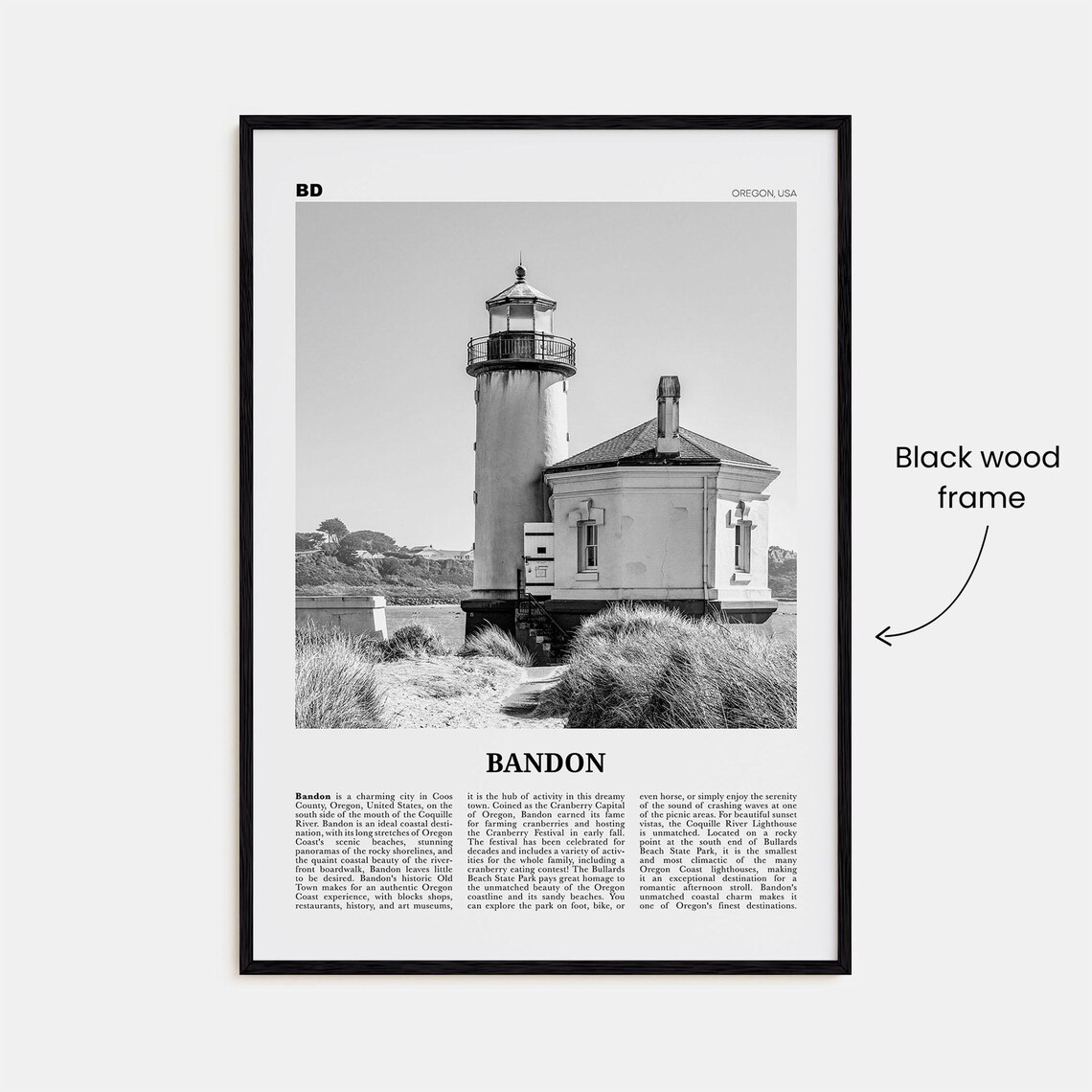 Bandon Print Black And White Bandon Wall Art Bandon Poster Bandon Photo Bandon Wall Dcor Oregon Usa United States North America - Image 3