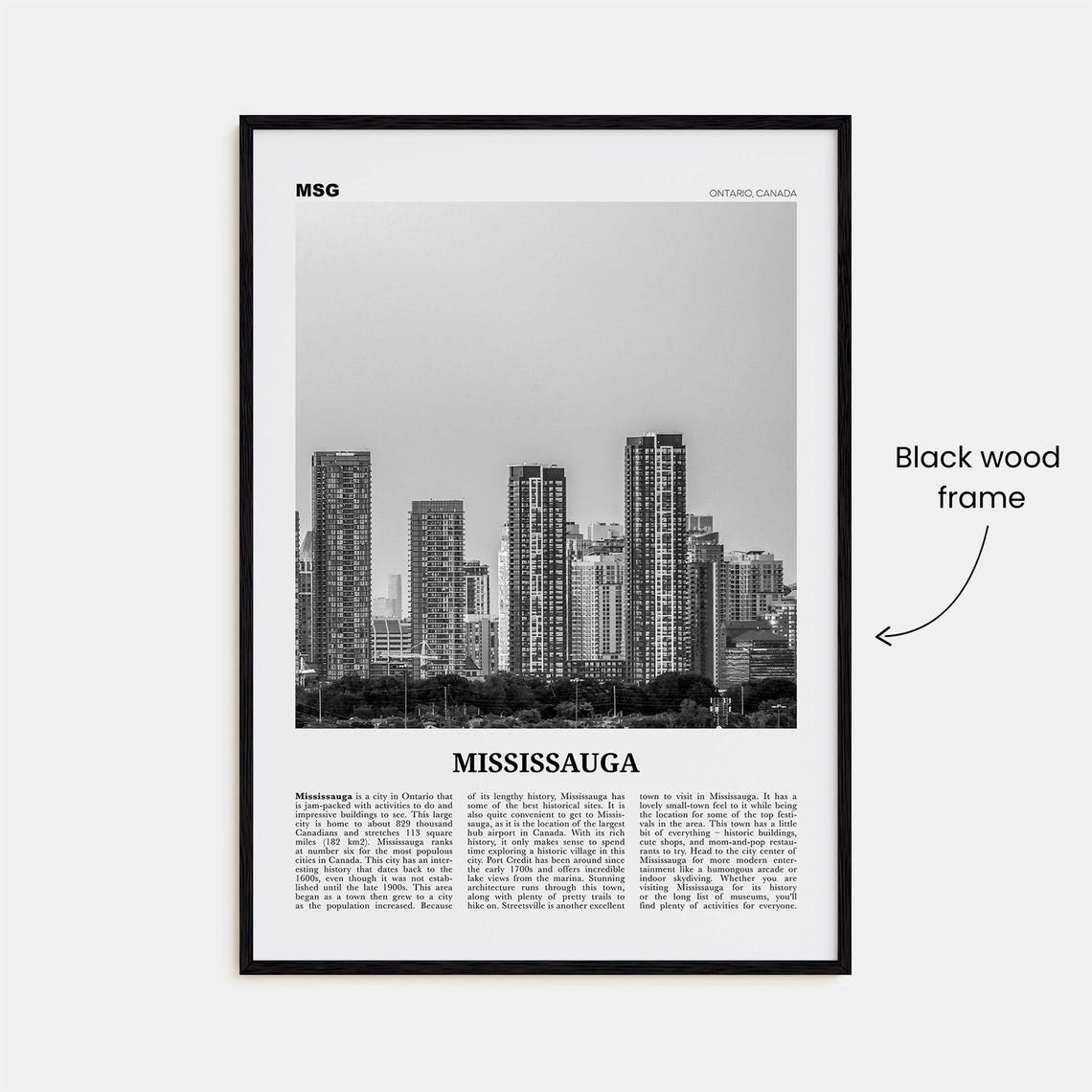 Mississauga Print Black And White Mississauga Wall Art Mississauga Poster Mississauga Photo Mississauga Dcor Ontario Canada - Image 3
