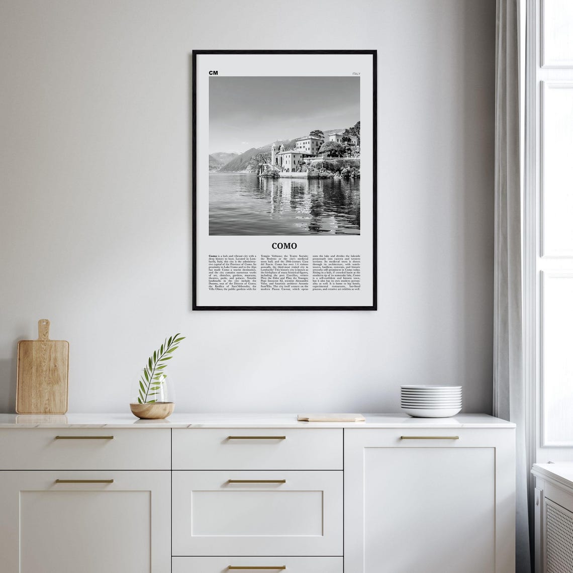 Lake Como Black and White Travel Poster, Italy - Image 2