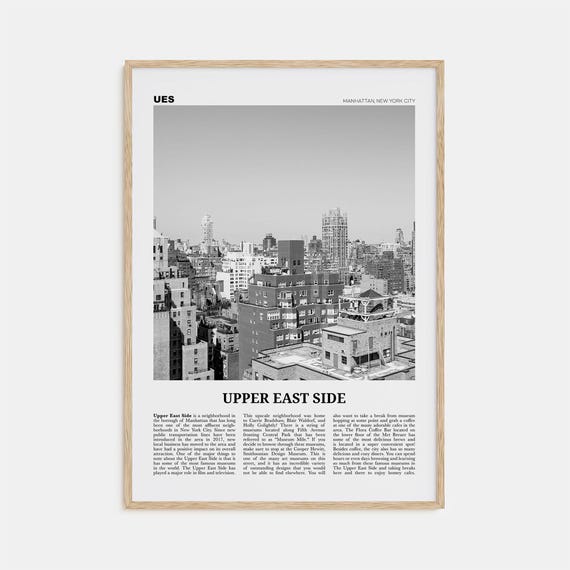 Upper East Side, New York Black and White Travel Poster