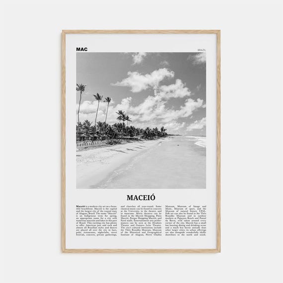 Maceio Black and White Travel Poster, Brazil City