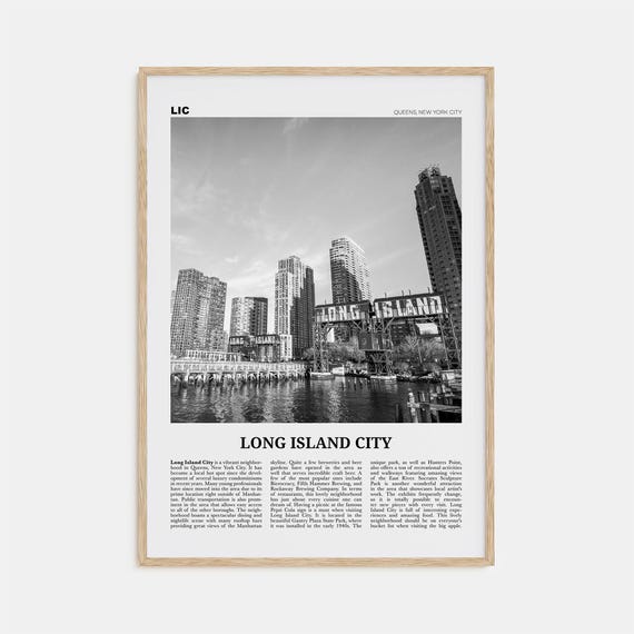 Long Island City Black and White Travel Poster