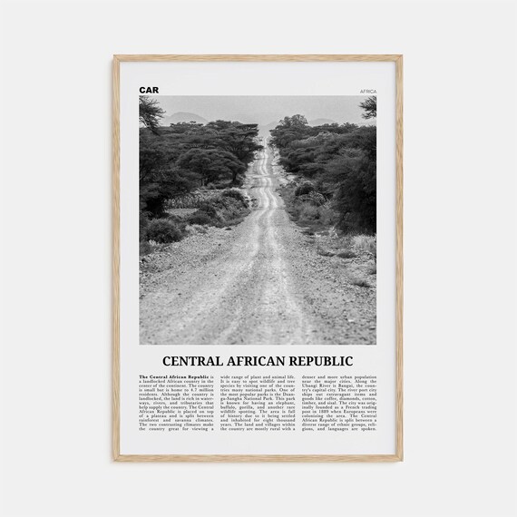 Central African Republic Print Black And White Central African Republic Wall Art Central African Republic Poster Central African Republic