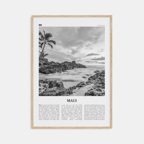 Maui Black and White Travel Poster, Hawaii