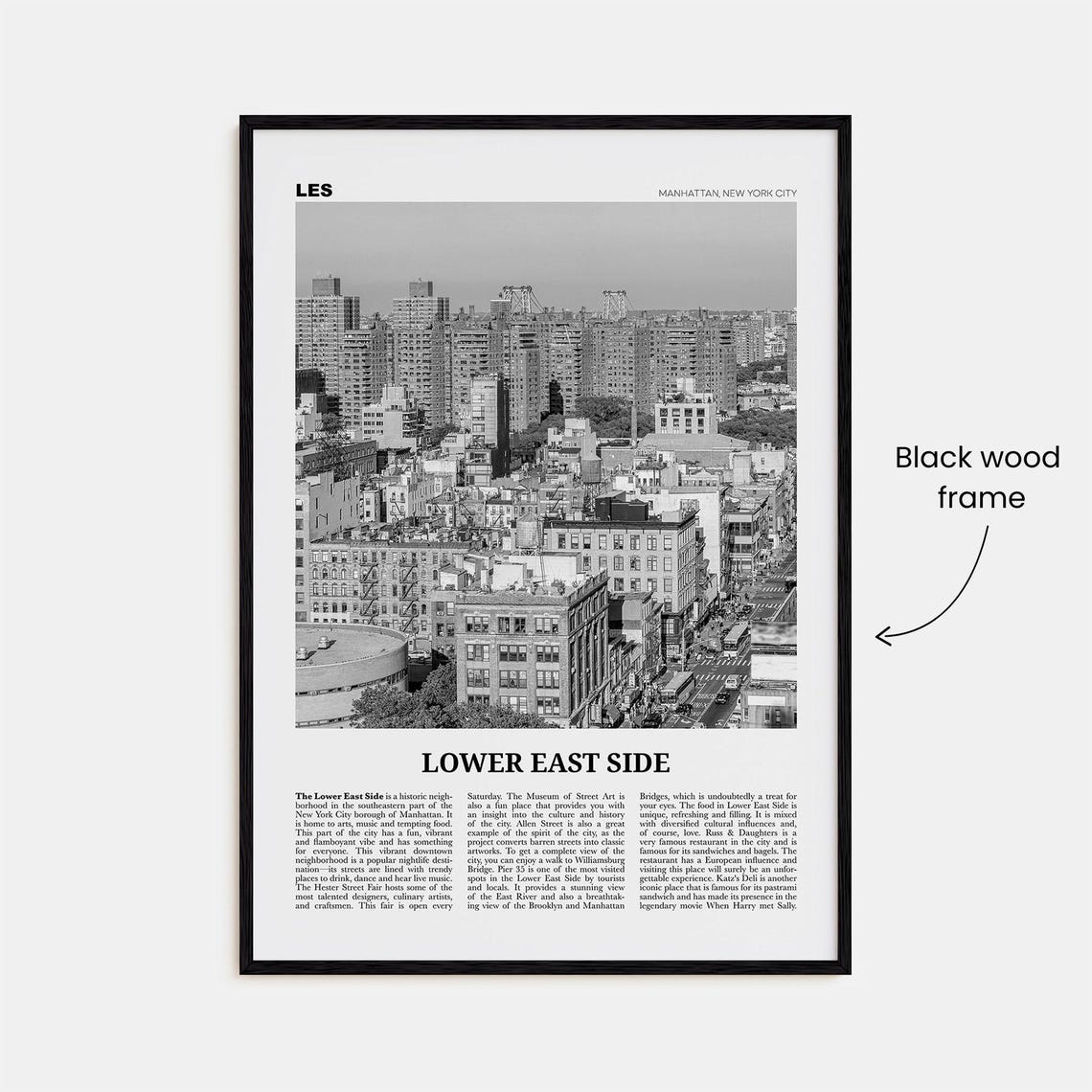 Lower East Side Black and White New York Travel Poster - Image 3