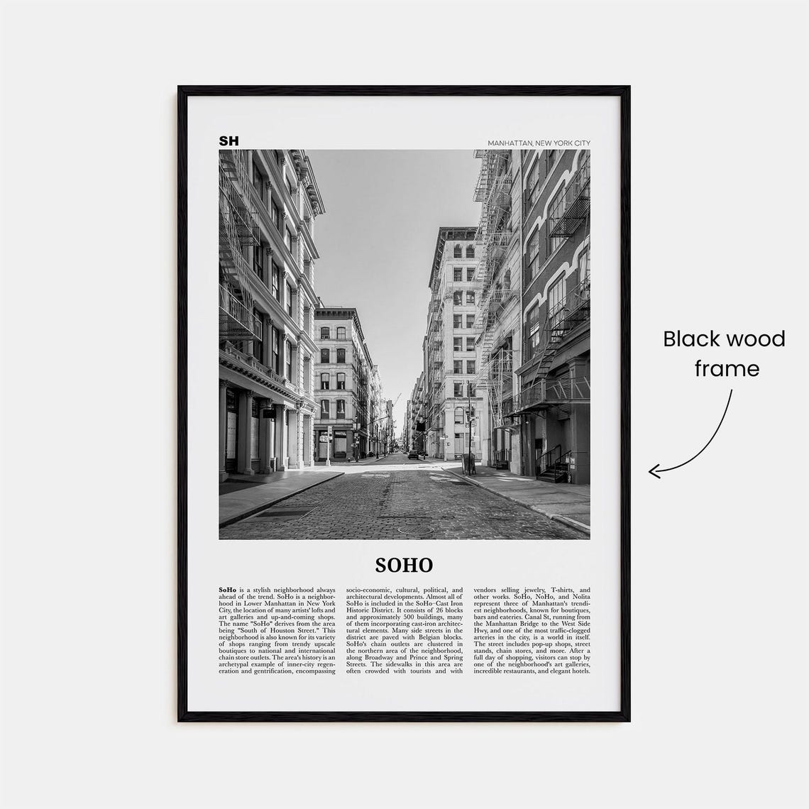 Soho, New York City Black and White Travel Poster - Image 3
