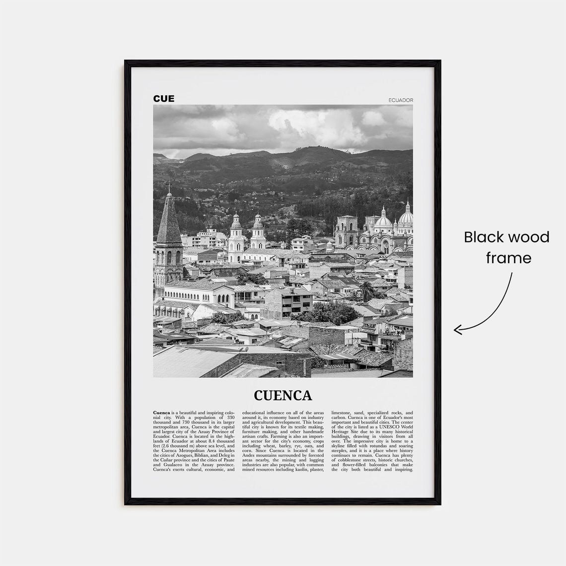 Cuenca Black and White Ecuador Travel Poster - Image 3