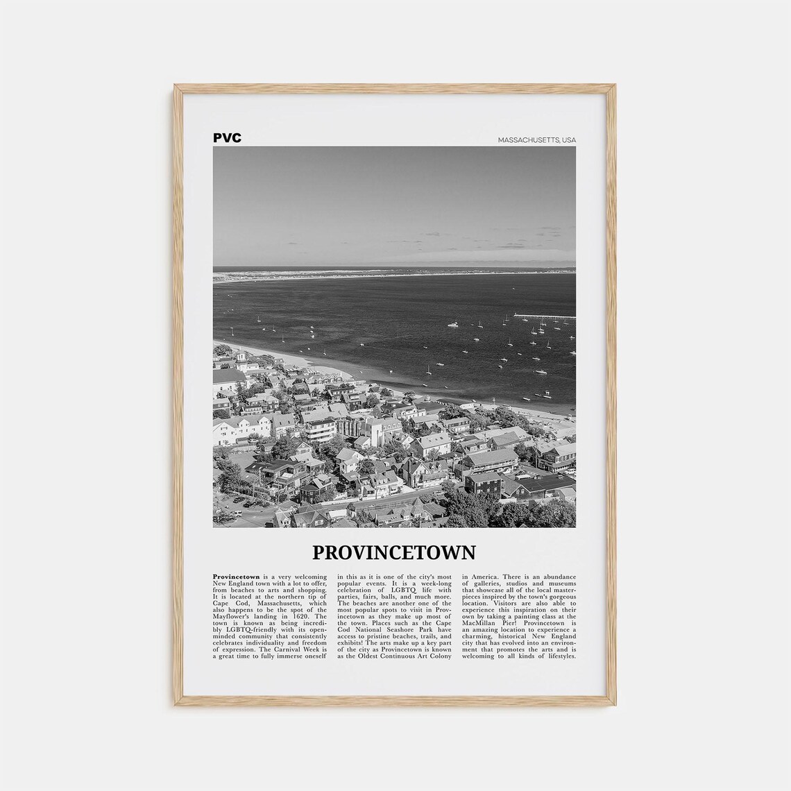 Provincetown Black and White Massachusetts Travel Poster